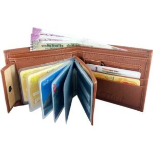 Men Casual, Formal Tan Artificial Leather Wallet (10 Card Slots)